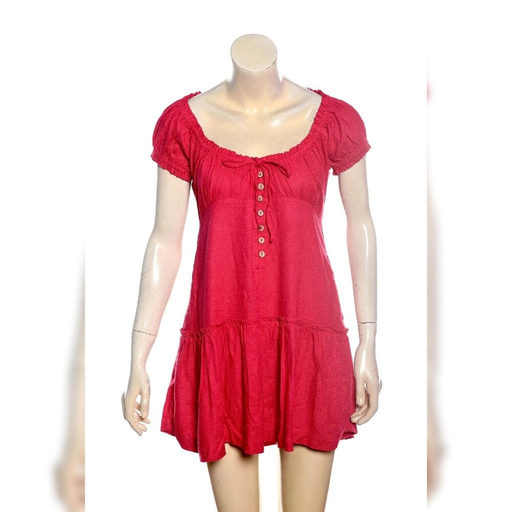 Free People Perri Linen Drop-Waist Mini S 6 Women's Linen Short Dress New 42010 View 3